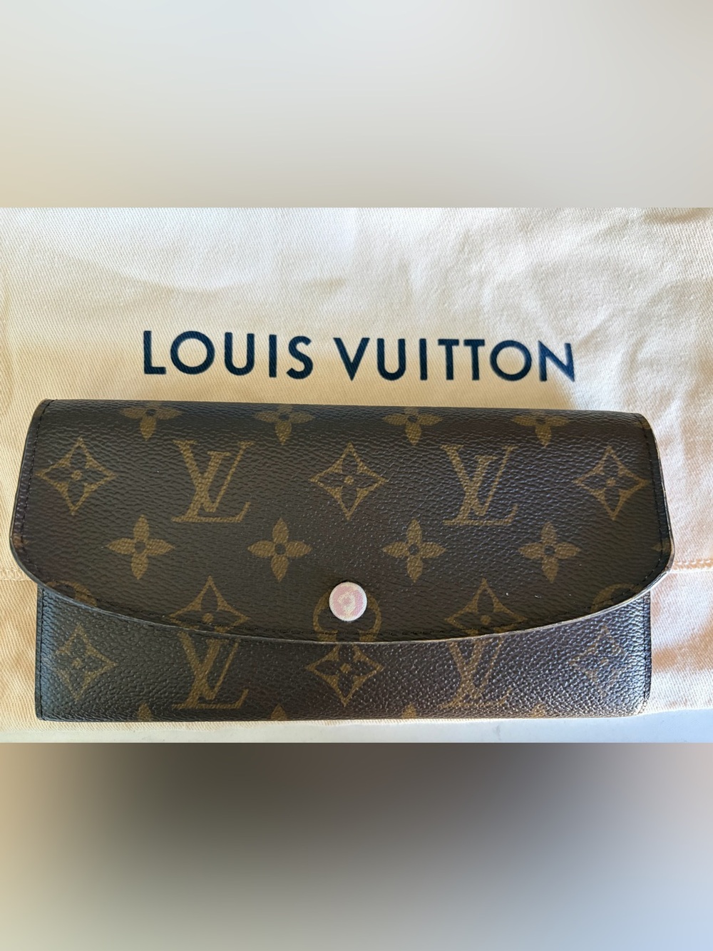 Louis Vuitton Monogram Canvas Wallet with Pink Snap